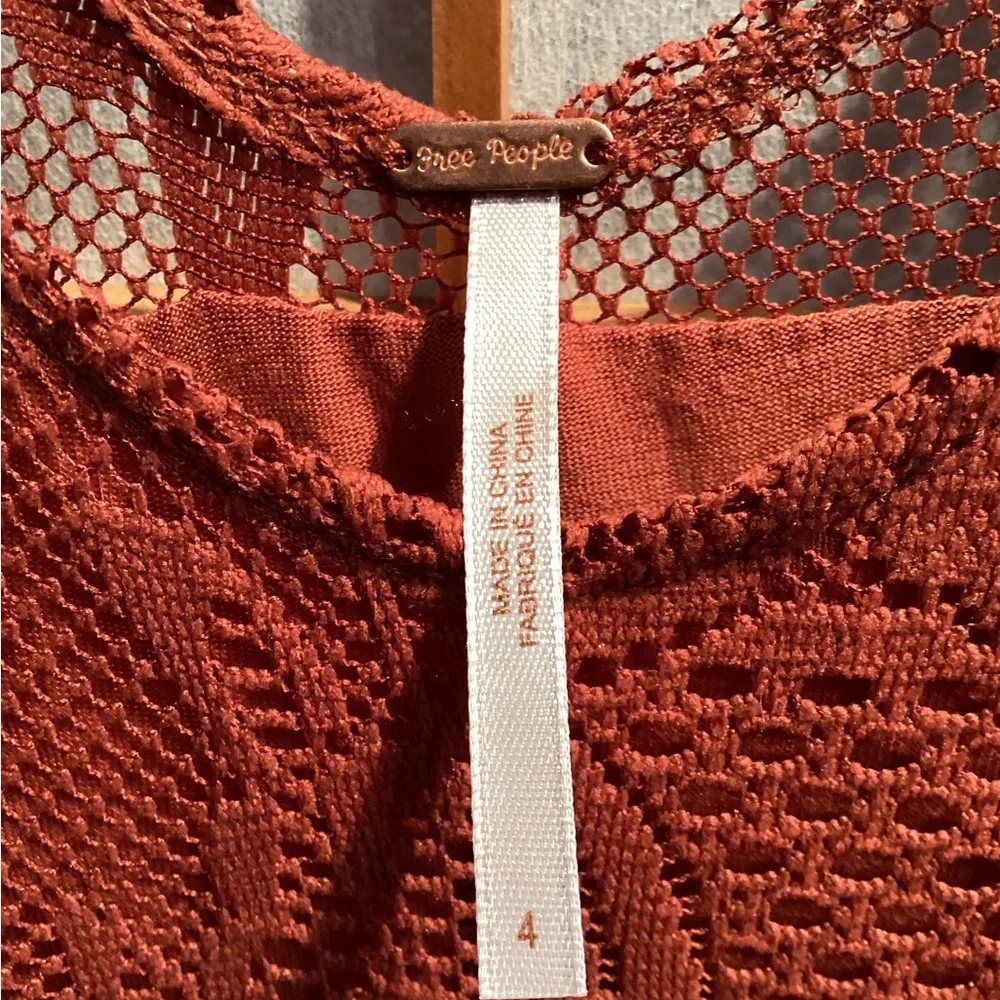 Free People Kristal Lace Salinas Foil Print Dress Rust Women's Size 4
